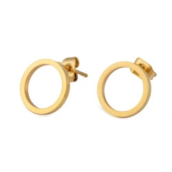 Cercei din oțel inoxidabil - cercuri lucioase - Auriu (1 Pereche)