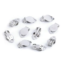 Bază cercei cu clips, 10x18 mm - Platinum (10 Bucăți)