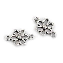 Ornament metalic floare, 9x15 mm - Platinum (10 Bucăți)