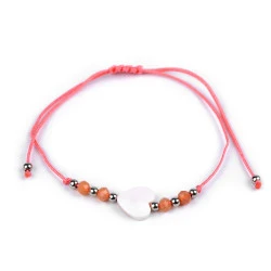 Brățară shamballa inimă - Roșu coral deschis (1 Bucată)