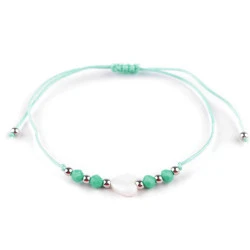 Brățară shamballa inimă - Verde mentol (1 Bucată)