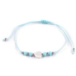 Brățară shamballa inimă - Albastru deschis (1 Bucată)