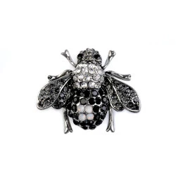 Broșă cu strasuri - umbrelă, albină - Nichel negru (1 Bucată)