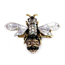 Broșă albină cu pietricele - Auriu (1 Bucată)