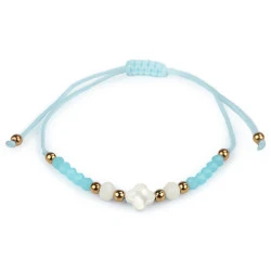 Brățară shamballa cu mărgele din sticlă - Verde mentă (1 Bucată)