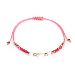 Brățară shamballa cu mărgele din sticlă - Roșu (1 Bucată)