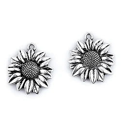Pandantiv floarea soarelui, 23x27 mm - Platinum (2 Bucăți)