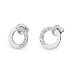 Cercei din oțel inoxidabil cercuri, triunghiuri cu strasuri - Argintiu (1 Pereche)