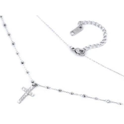 Colier din oțel inoxidabil cu cruciuliță - Argintiu (1 Bucată)