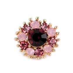 Broșă floare cu strasuri - Roz (1 Bucată)
