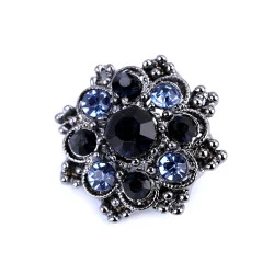Broșă floare cu strasuri - Albastru delta (1 Bucată)