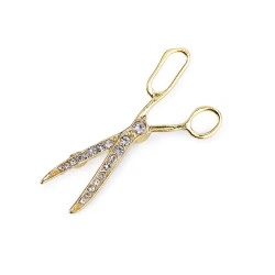 Broșă foarfecă cu strasuri - Auriu (1 Bucată)