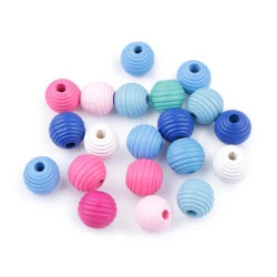 Mărgele din lemn striate, ø13 mm - Mix culori (1200 Bucăți)