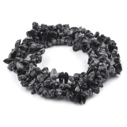 Mărgele chipsuri obsidian, șirag 85 cm - Obsidian fulg de nea (1 Șir)