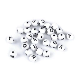 Mărgele din plastic cu litere, ø8 mm - Mix (25 Grame)