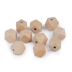 Mărgele din lemn natur, 15x15 mm - Natur (10 Bucăți)