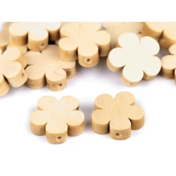 Mărgele din lemn natur - floare, stea, ø20 mm - Natural deschis (20 Bucăți)