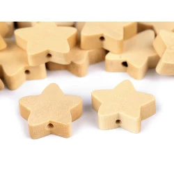 Mărgele din lemn natur - floare, stea, ø20 mm - Natural deschis (20 Bucăți)