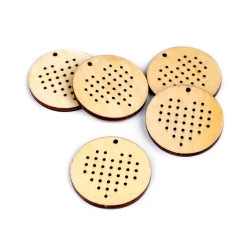 Forme din lemn pentru brodat, floare inimă, ø45 mm - Natur (20 Bucăți)