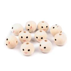 Mărgele din lemn cu față ø18 mm - Natural deschis (10 Bucăți)