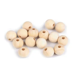 Mărgele din lemn nelăcuite ø14 mm - Natural deschis (40 Bucăți)