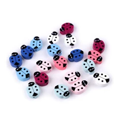 Margele din lemn buburuza 14x19 mm - Mix (20 Bucăți)