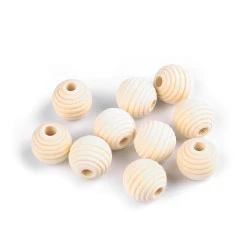 Mărgele din lemn zimțate nevopsite ø20 mm - Natural deschis (10 Bucăți)