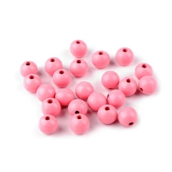Margele de lemn ø13 a 14 mm - Roz (20 Grame)