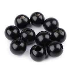 Margele de lemn ø25 mm - Negru (10 Bucăți)