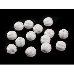 Mărgele de porțelan canelate ø13 mm - Alb (30 Grame)