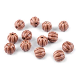 Mărgele de porțelan canelate ø13 mm - Bej (30 Grame)
