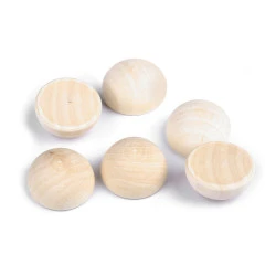 Jumătăți de mărgele din lemn  ø30 mm - Natural deschis (30 Bucăți)