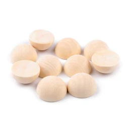 Jumătăți de mărgele din lemn ø25 mm - Natural deschis (100 Bucăți)