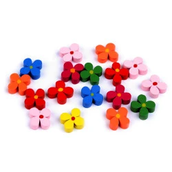 Mărgele din lemn / ornamente florale ø15 mm - Mix (20 Grame)