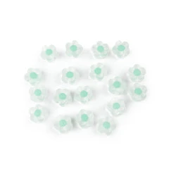 Mărgele din plastic floare  ø13 mm - Verde pastel deschis (10 Grame)