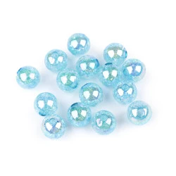 Mărgele din plastic cu efect ab ø13 mm - Turcoaz deschis (15 Bucăți)