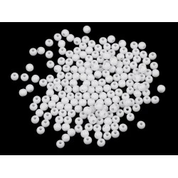 Mărgele din plastic color ø4 mm - Alb (20 Grame)
