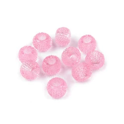 Mărgele din plastic cu orificiu mare 8x12 mm - Roz (10 Bucăți)