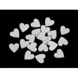 Inimioare din lemn de lipit / decorat - Alb (20 Bucăți)