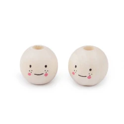Mărgele din lemn cu figură ø16 mm - Natural deschis (10 Bucăți)