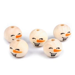 Margele din lemn om de zapada ø20 mm - Natural deschis (200 Bucăți)