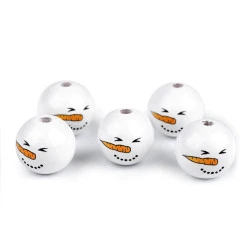 Margele din lemn om de zapada ø20 mm - Alb (10 Bucăți)