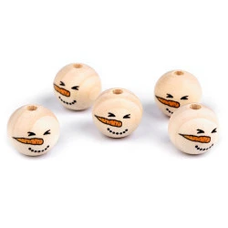 Margele din lemn om de zapada ø20 mm - Natural deschis (10 Bucăți)