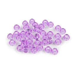 Mărgele din plastic cu gaură mare 9x6 mm - Mov liliachiu (500 Grame)