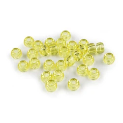 Mărgele din plastic cu gaură mare 9x6 mm - Galben (20 Grame)