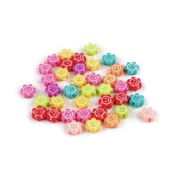 Mărgele flori din plastic ø11 mm - Mix (10 Grame)