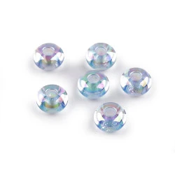 Mărgele din plastic cu orificiu mare ø13 mm cu efect ab - Albastru deschis (6 Bucăți)