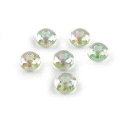 Mărgele din plastic cu orificiu mare ø13 mm cu efect ab - Verde deschis (6 Bucăți)