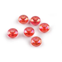 Mărgele din plastic cu orificiu mare ø13 mm cu efect ab - Roșu deschis (6 Bucăți)