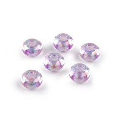 Mărgele din plastic cu orificiu mare ø13 mm cu efect ab - Mov deschis (6 Bucăți)